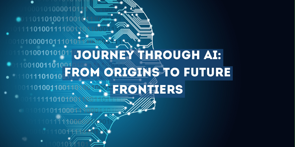 Journey Through AI Course Header, A face pushes through binary space